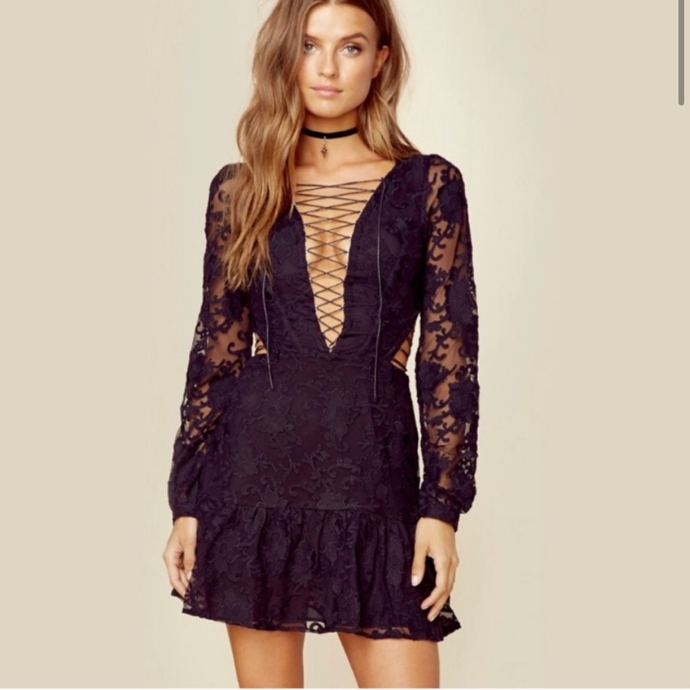 For Love and Lemons Jolene Lace Up Dress